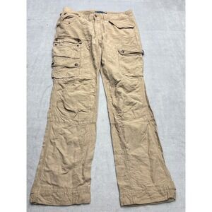 Ralph Lauren Womens Tan Cargo Utility Pants Paint Splatter Khaki Size 12